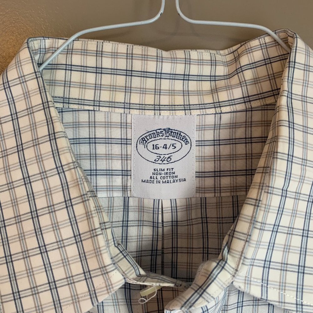Brooks Brothers White/Blue Plaid Button Down - Picture 3 of 5